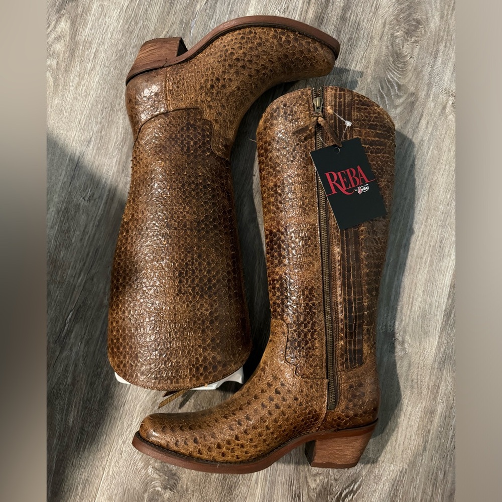 Reba by Justin Boots Brown Leather McAlester Western Boot size 8.5 B